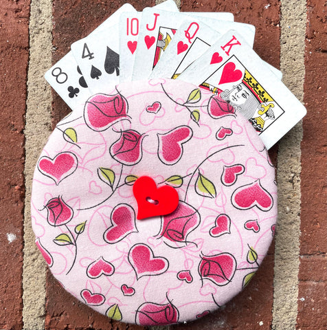 Playing Card Holder - Hearts & Roses