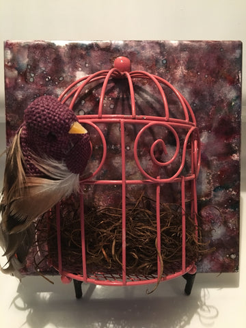 Freedom (tile with burgundy bird)